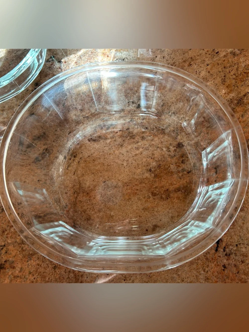 Pyrex 804-B Corning NY Clear Glass Aqua Tint 1.8 Qt Oval Faceted Baking Dish